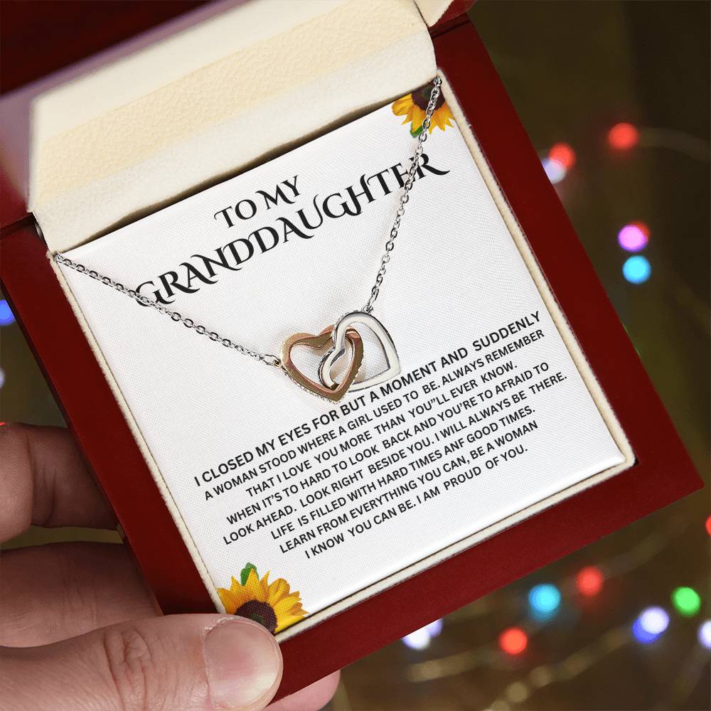 TO MY  GRANDDAUGHTER INTERLOCKING  HEART  NECKLACE