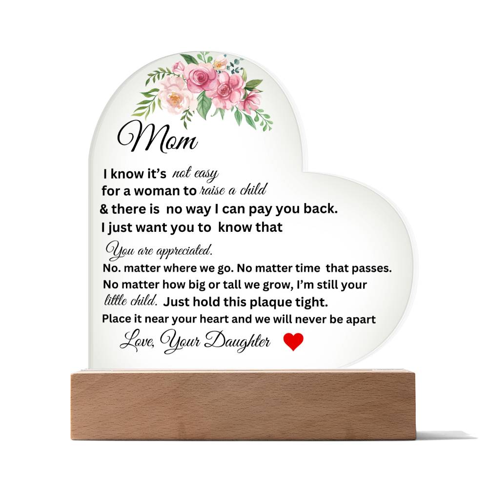 Mom Printed Heart Acrylic Plaque