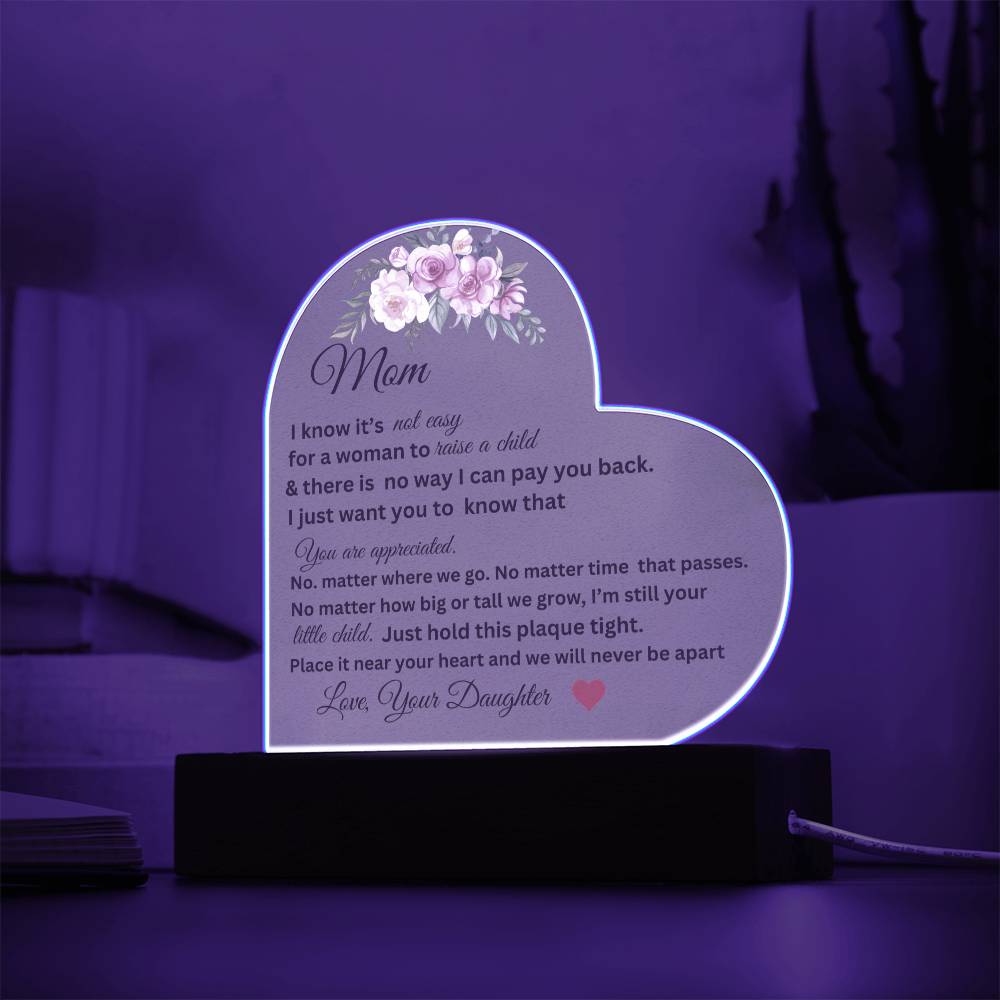 Mom Printed Heart Acrylic Plaque