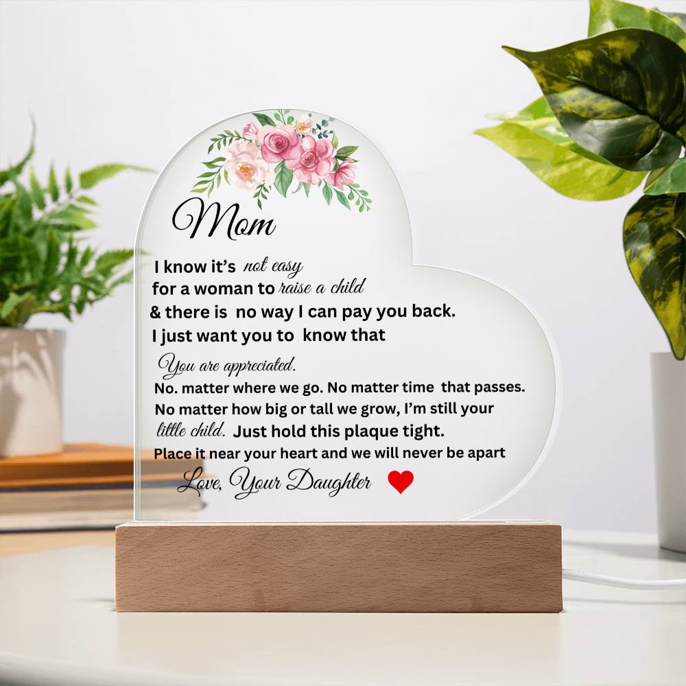 Mom Printed Heart Acrylic Plaque